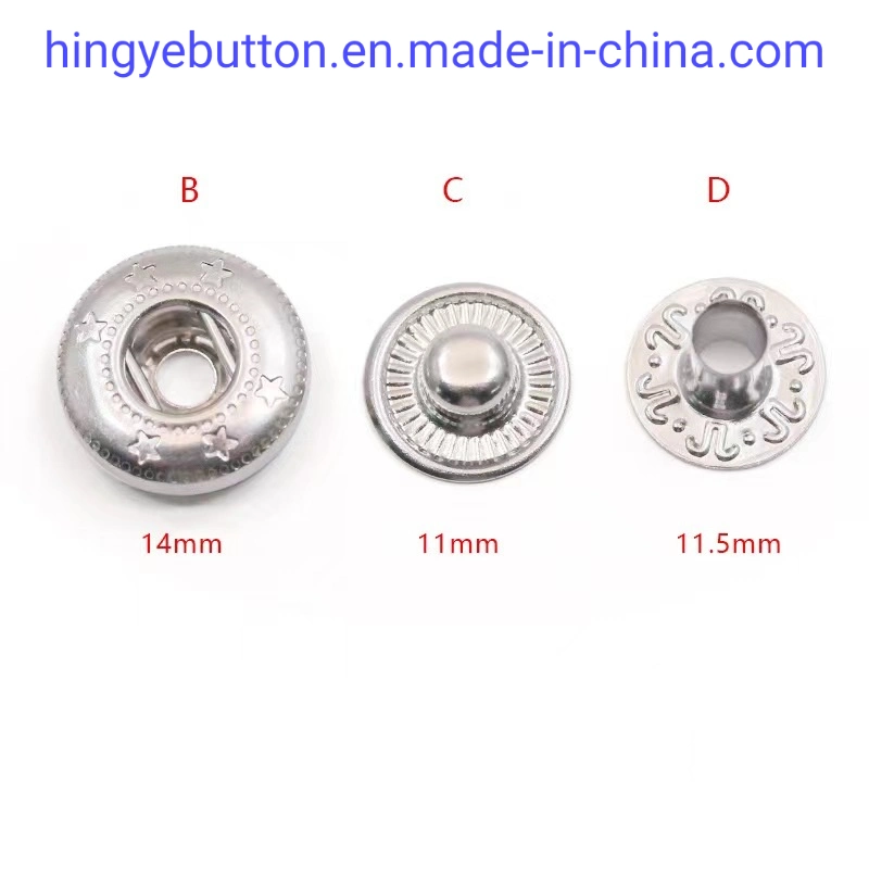 Metal Button Zinc Alloy Cap Metal Snap Popper Studs Button for Garment Accessories