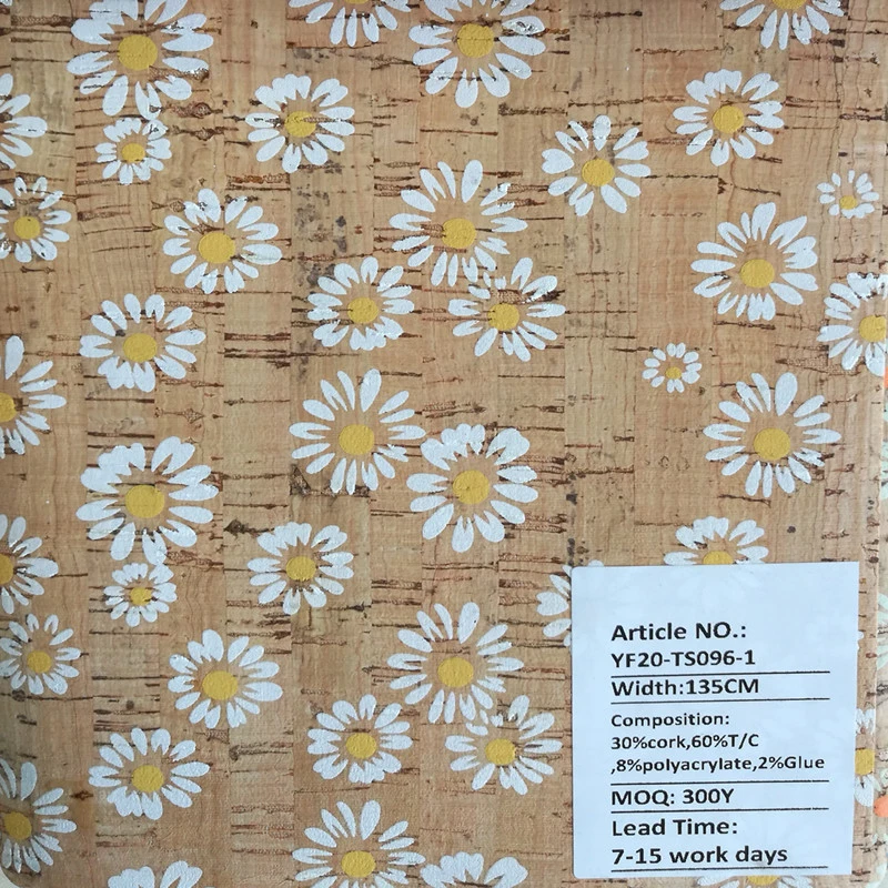 Printing Real Nature Cork PU Base Leather Cork Fabric (HS-PRINTcork33)