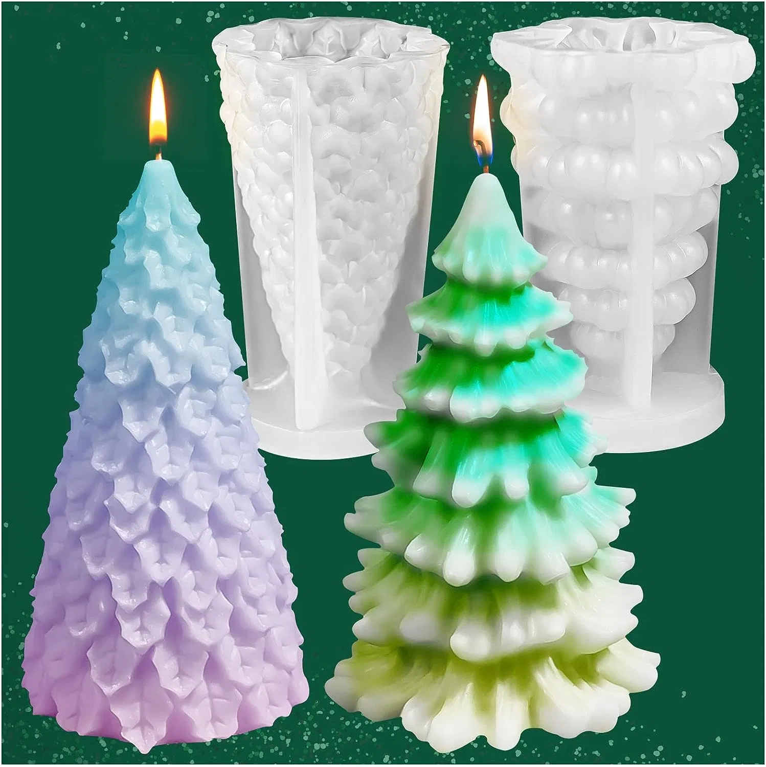 Forma de árbol de Navidad 3D molde de resina de la vela de silicona