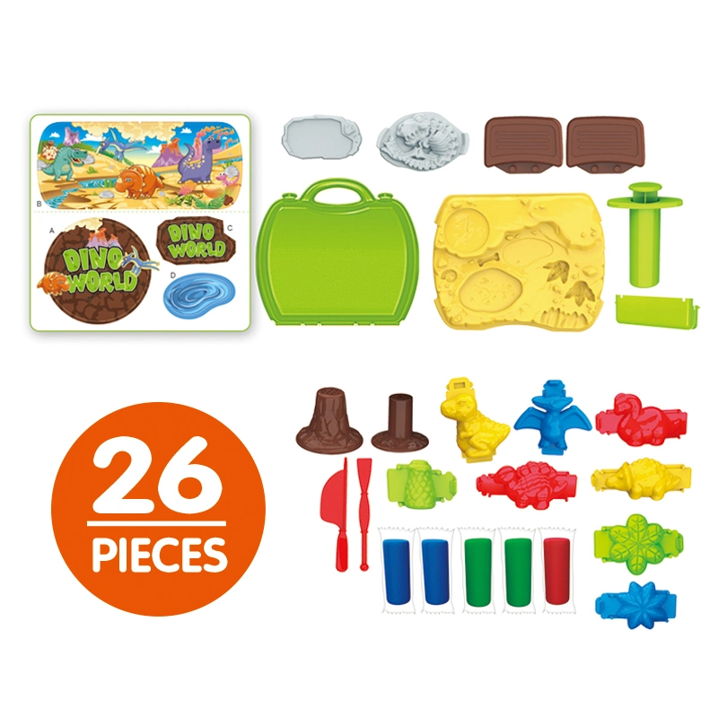 Juego de juguetes Dinosaur Toys 26 piezas para niños Seguro no tóxico Molde de masa y Dinosaurio modo mágico Playdoh Set for Kids Niñas y niños Juego de masa