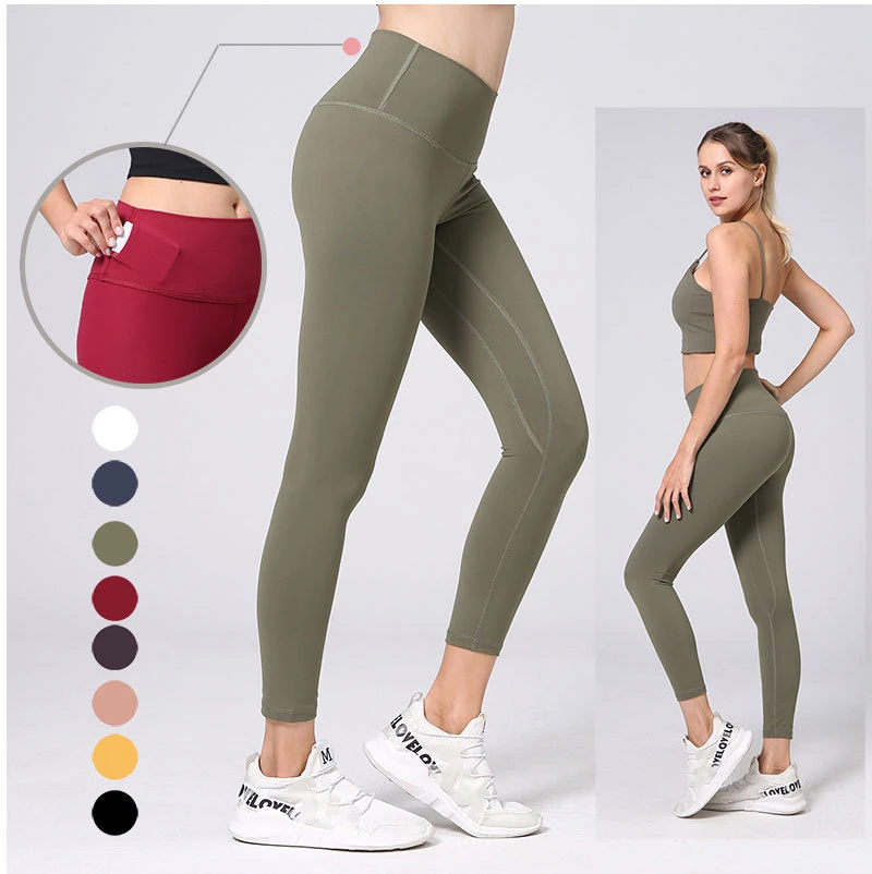 High-Waist Multicolor gruesos pantalones de yoga para mujeres Elevación de cadera Secado rápido Fitness perfecta pantalones medias estimadas Leggings