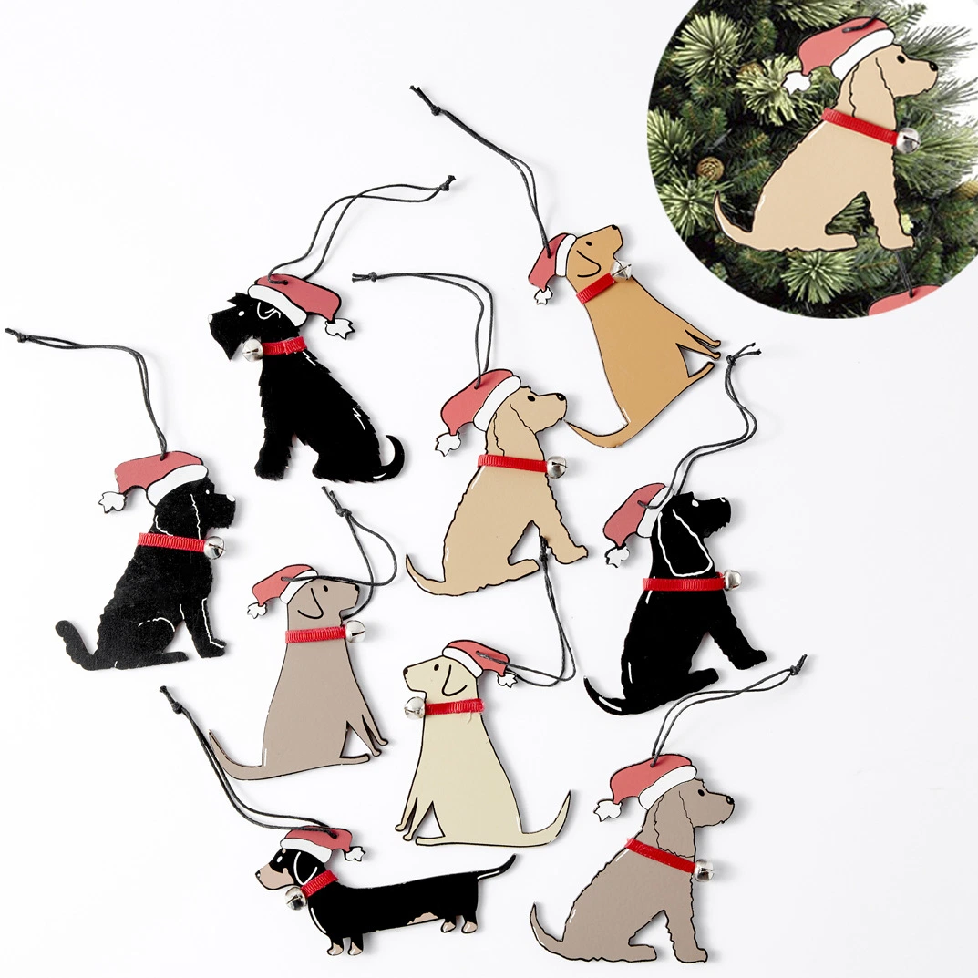 New Design Christmas Decoration Gift Pet Dog Wooden Pendants Creative Christmas Tree Pendant Crafts