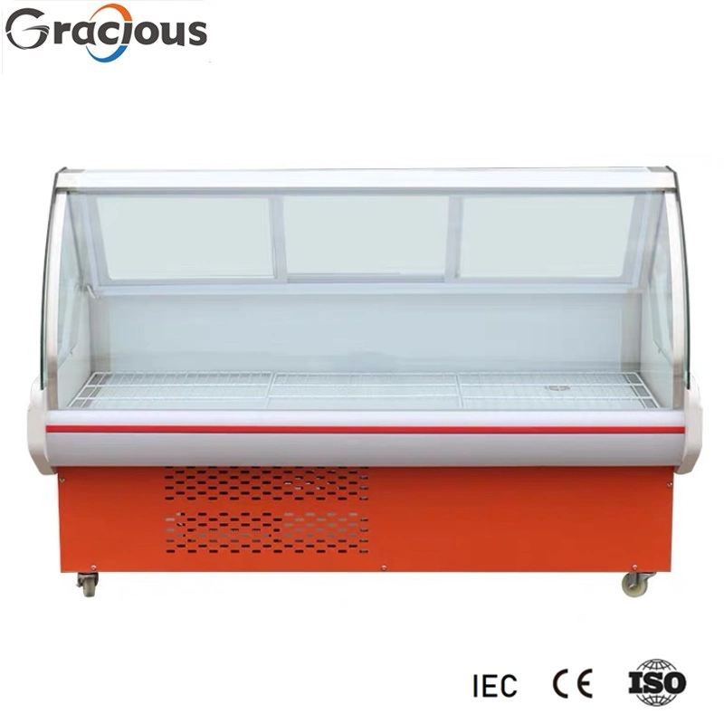 Curved Tempered Glass Commercial Deli Display Showcase Cooler Service Counter for Supermarket