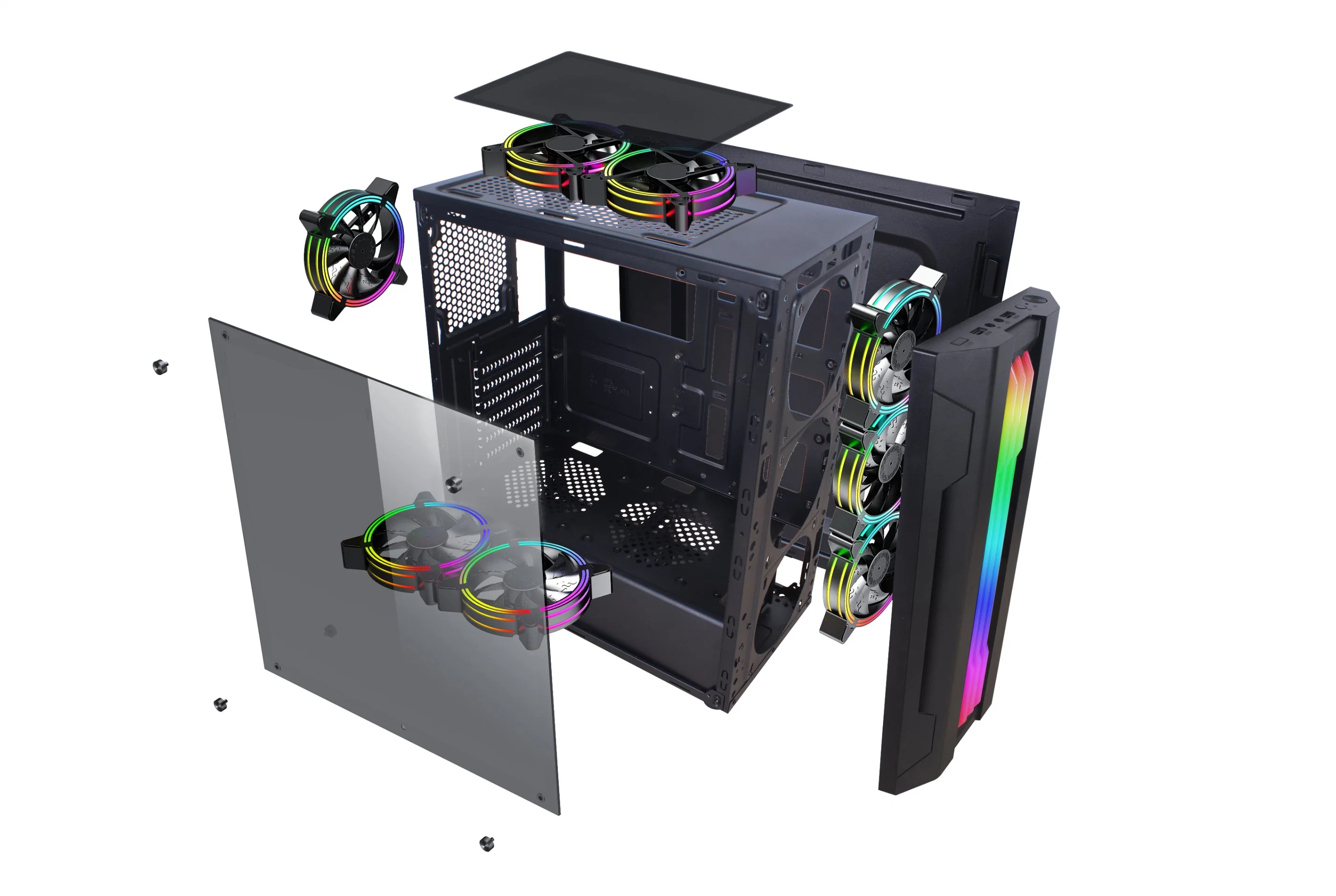 New Cool Design Colorful RGB Light ATX Gaming PC Desktop Computer Case