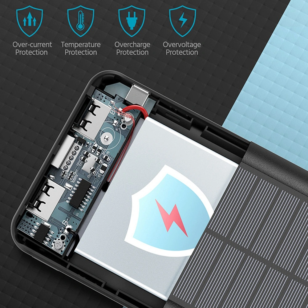 QC86s Banco de energía solar Cargador portátil ultrafino 16000mAh de gran capacidad batería externo con linterna LED