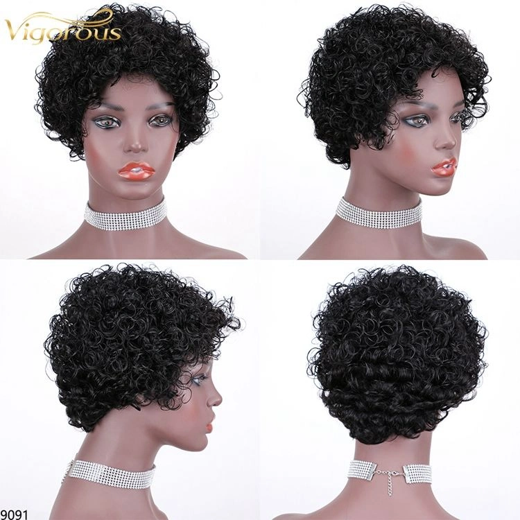 Cheap Short Bob Afro Curly Pixie Cut Wave Brazilian Real Human Hair