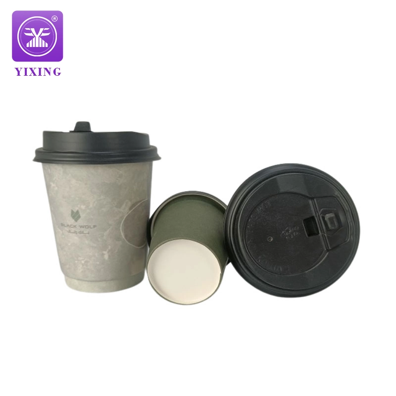 Taza De Cafe Desechablel Factory Customized Recyclable Disposable Paper Cup Set for Hot Coffee with Lid