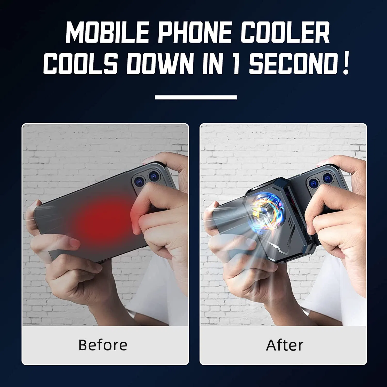 Phone Cooler Semiconductor Radiator Keep Phone Cool and Fast, Phone Cooling Fan for Gaming Pubg Live Broadcast, 4-7.5inches iPhone/Android Cellphone Cooler