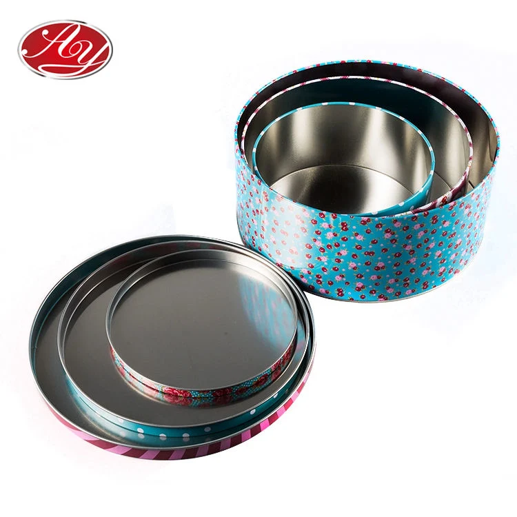 Three-Piece Vintage Round Cake Joy Gift Candy Christmas Decoration Metal Tin Box