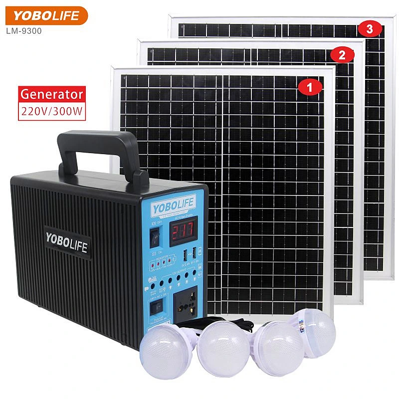 مولد Yobolife للطاقة الشمسية 220 فولت بقدرة 300 واط لدعم الإضاءة المنزلية مروحة التلفزيون نظام الطاقة الشمسية