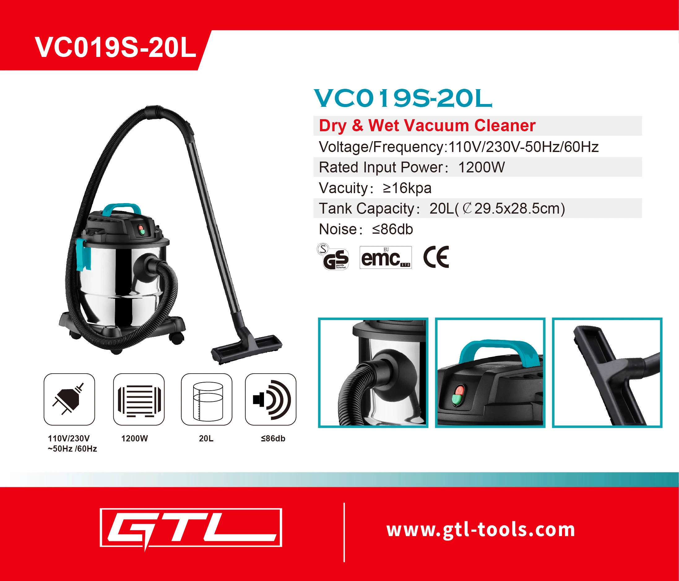 Industrial Handheld Vacuum for Wet and Dry Cleaning