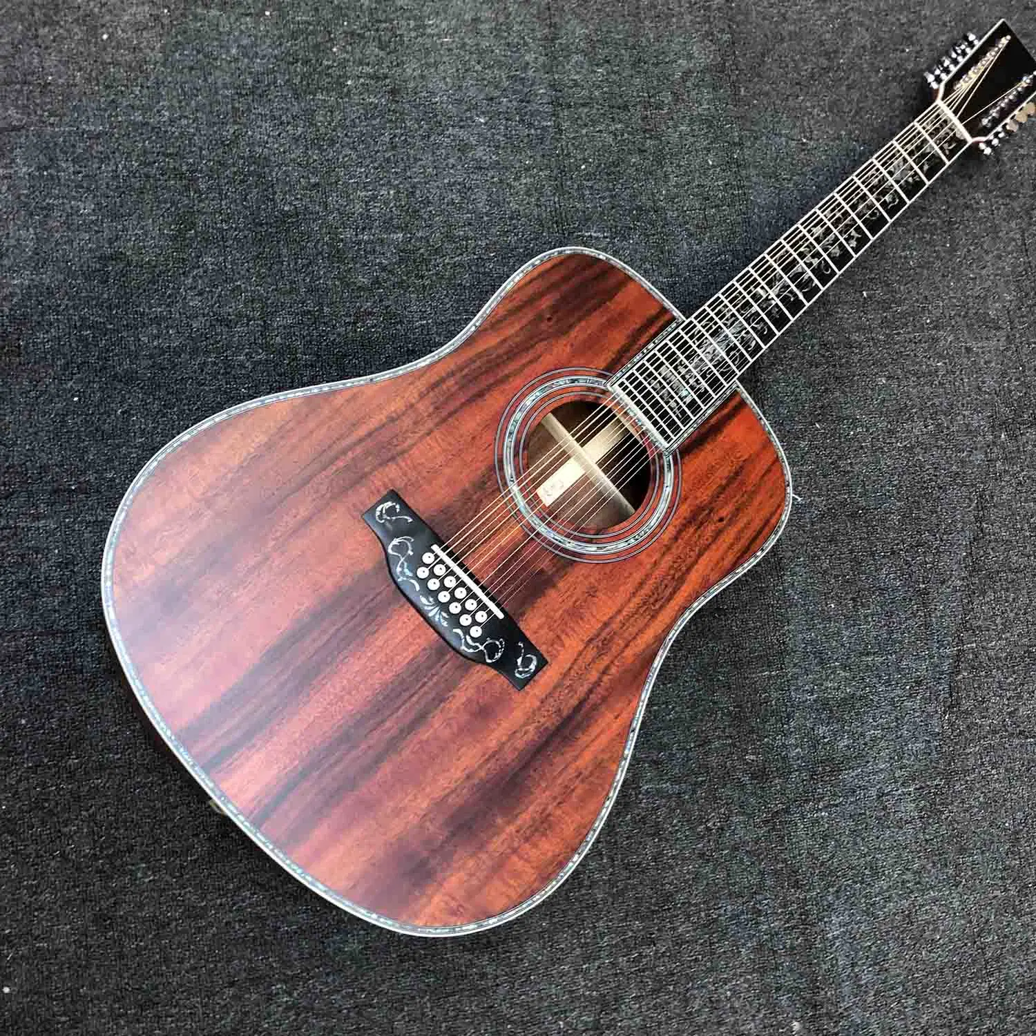 Custom Dreadnought 41 Inch Matti Finish Solid Koa Wood Top Abalone Binding Acoustic Guitar