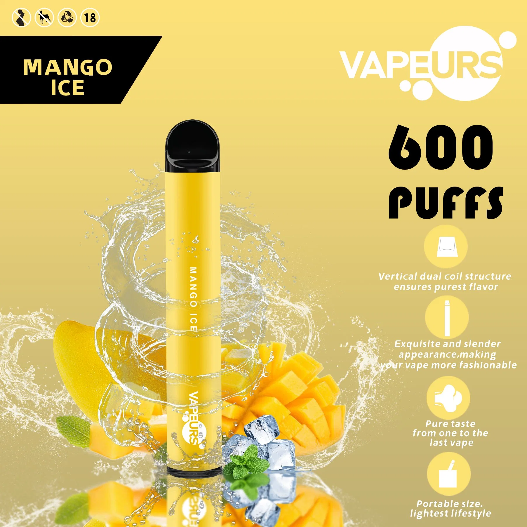 up to 600 Puffs Passion Fruit Flavor Vapes 0-5% Nicotine Strength E Cigarette Multi Languages Packaging Disposable/Chargeable Vape High quality/High cost performance Hookah