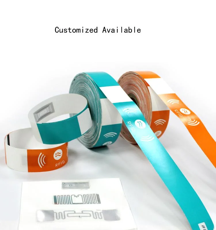 Original Factory Tyvek Printable RFID Wristband MIFARE Ultralight NFC Ntag213 Paper Wristband One Time Use