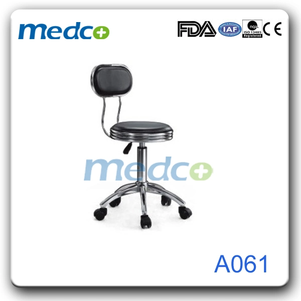 A061 Medical Swivel Pneumatic Backrest Stool Chair with 5 Wheels