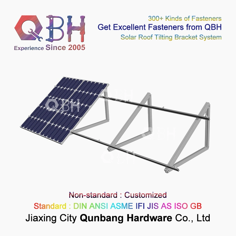 Qbh Customized Civil Commercial Industrial Solar Power Energy System Object Roofing Roof Sloping Tilting Mounting Bracket Rack Stand for Photovoltaic PV Panel