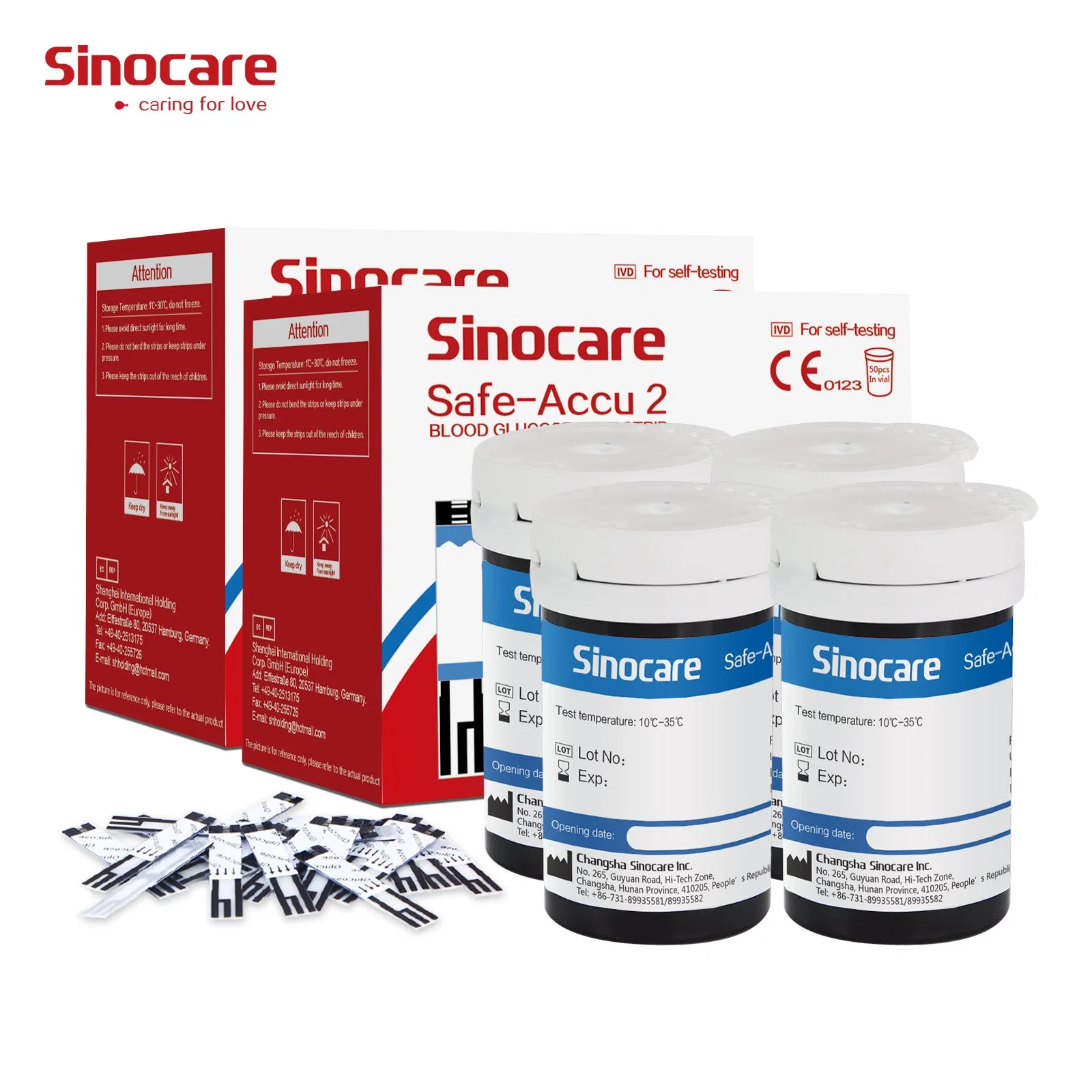 Sinocare Diabetic Test Strips CE Approved High Accuracy Hot Sale Blood Sugar Diabetes Glucose Meter of Original Factory