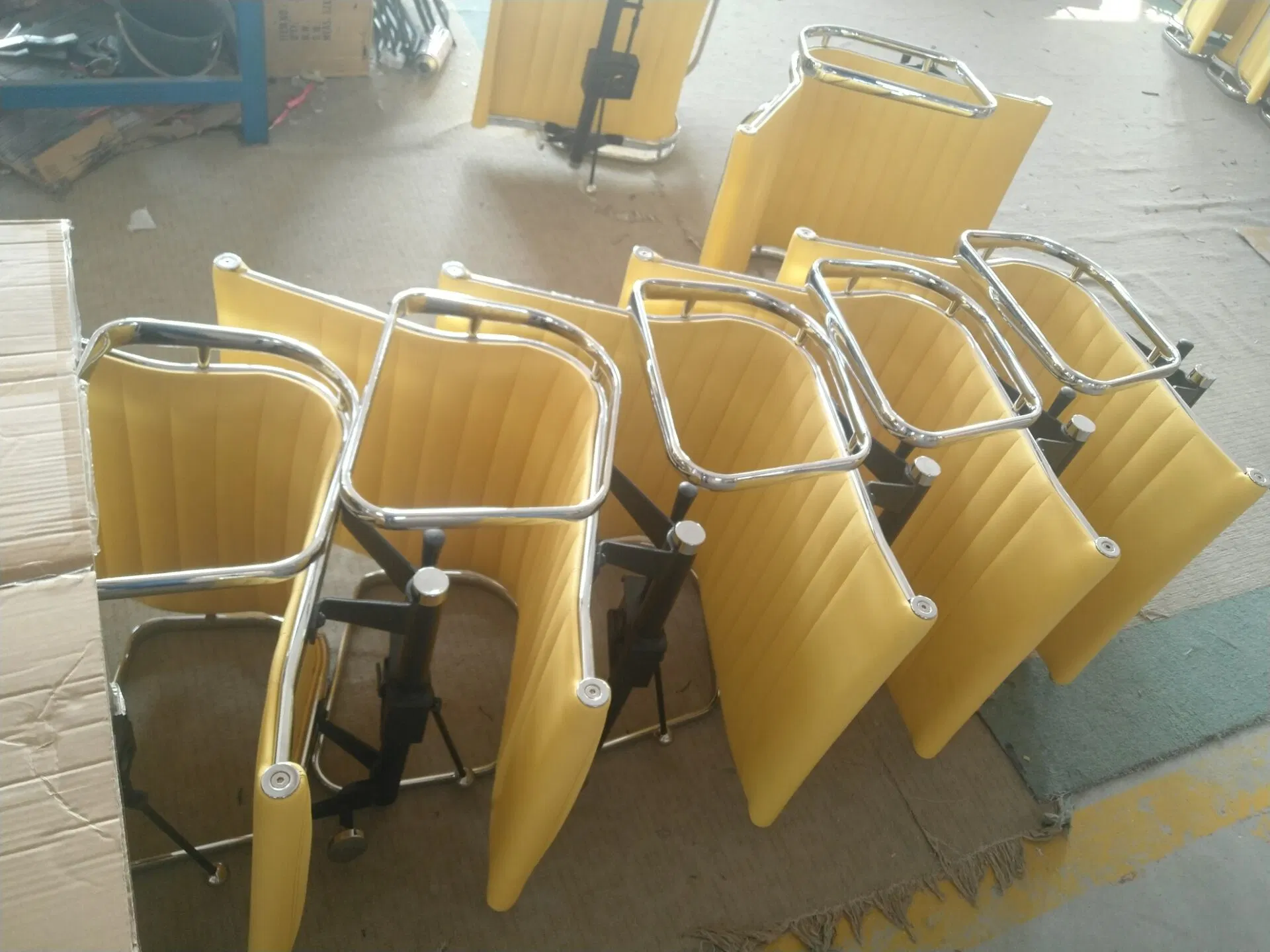 Ribbed MID Back Aluminum Alloy Frame Office Chair in Yellow Color Leather