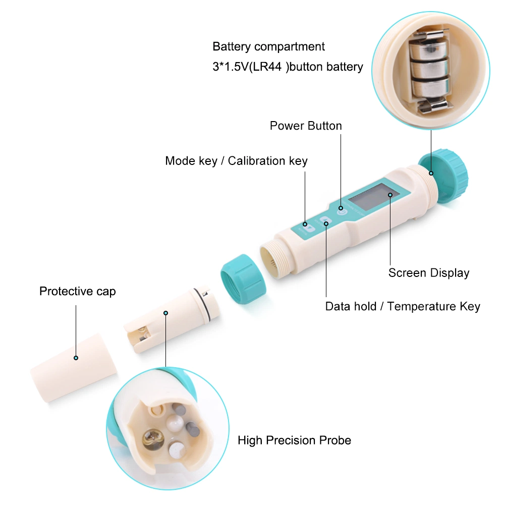 A melhor Água Medidor de pH e fácil de operar 7 em 1 Medidor de pH testador Digital