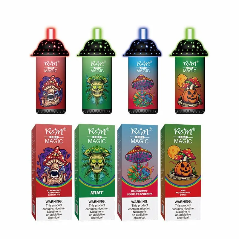 Unique Shining Mushroom Design with 12 Flavors R&M Magic 8000 Disposable/Chargeable Vape Original Wholesale/Supplier vape Shisha Vapor Hookah Pod