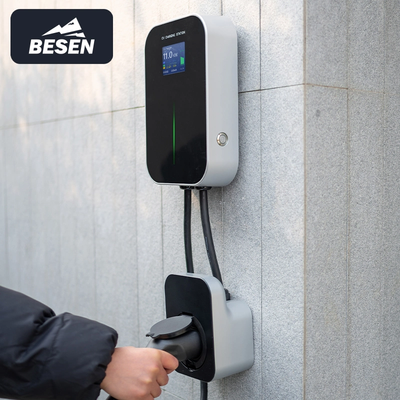 Fabricant de balais IP66 380V 11kw Point de chargeur EV Certification CE TUV RoHS Station de recharge de voiture électrique de type 2 IEC 62196 pour les utilisateurs domestiques.