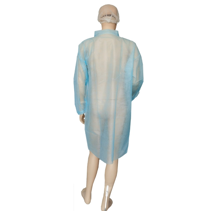 CE Approved Disposable Customized Non Woven Lab PP Breathable Safety Food Factory Protective Dental Dentist Visitor Coat Medical Nurse Working Garment