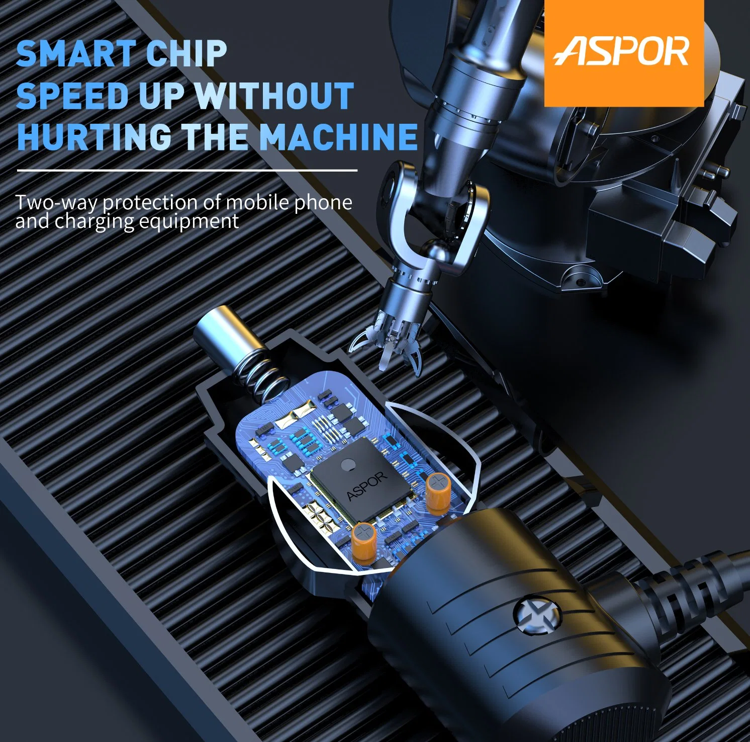 Aspor New Multifunctional Car Charger with Dual Smoking Light Output 100W Expansion Port Split Design 12V-24V Mobile Universal