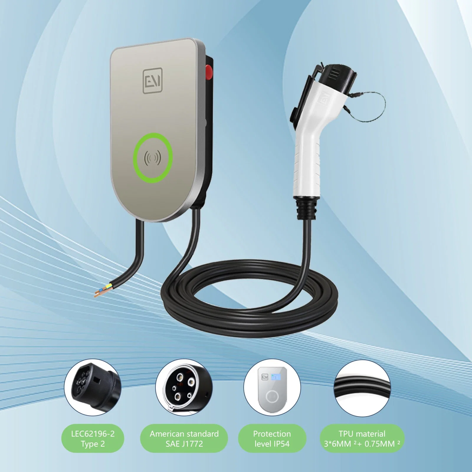 Waterproof IP67 Electric Car Charging Wallbox EV Charger Station UL Certified Tpye1 Smart Charger Station