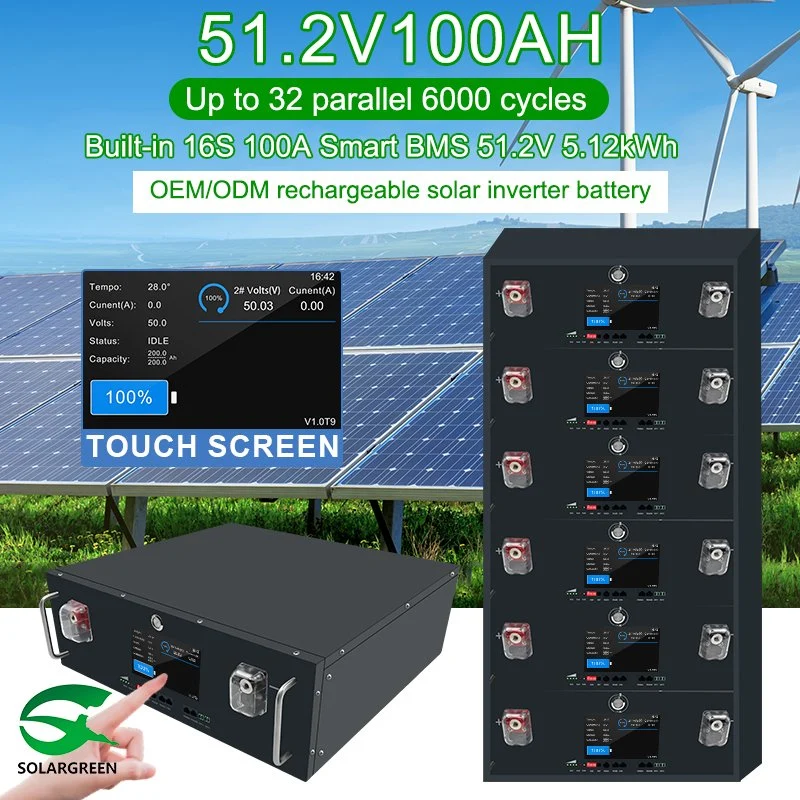 Bloc-batterie lithium LiFePO4 48 V/51,2 V 100 ah 200 a avec BMS pour Système solaire hors réseau