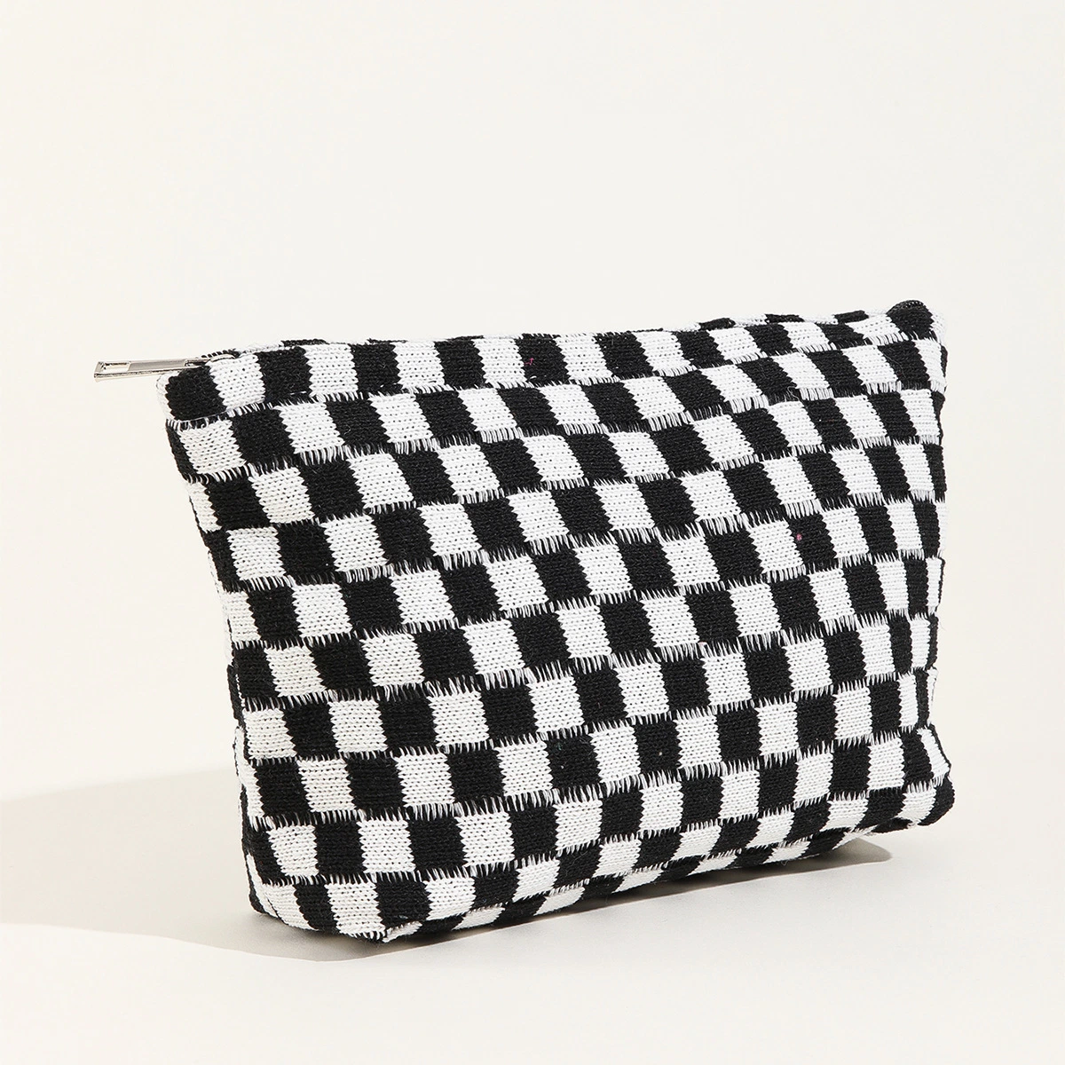 Large Wool Checkerboard Makeup Capacity Pencil Knitting Storage Lattice Wash Portable Bag