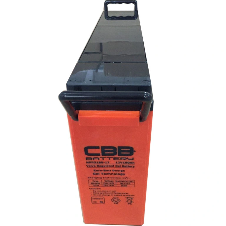 Slim Front Terminal 12V180ah Gel Deep Cycle Telecom Battery