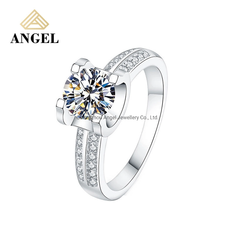 Elegante Custom Jóias de Mulheres Acessórios 925 jóias de prata Gemstone Diamante Moissanite Zircon Engate Pedra anéis de casamento por grosso de fábrica