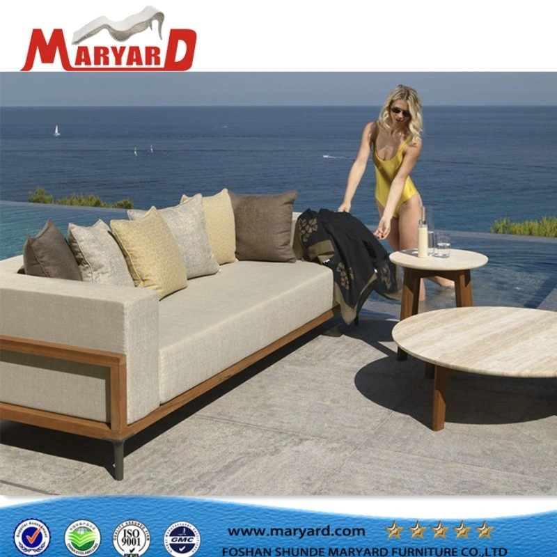 Outdoor Garden Furniture Aluminum Frame Teak Combination Sofa Set