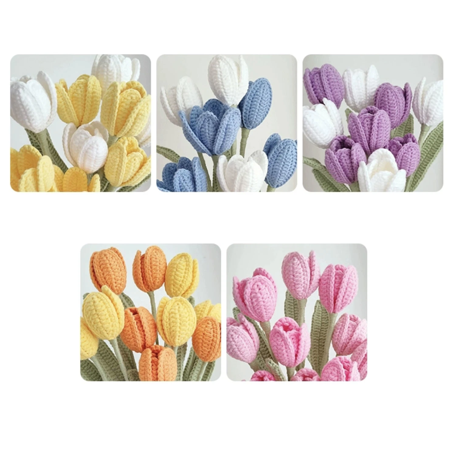 Happy Mother's Day Artificial Woven Flowers Knitted Tulip Bouquets Festival Holiday Decorations Gifts