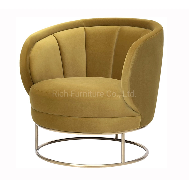 Freizeit Sofa Chair Moderne Sessel Samt Sofa Wohnzimmer Möbel Mit Beinen aus Messing und goldenem Metall