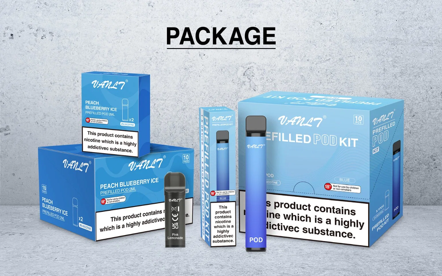 EU Hot Selling 800 Puffs Blue Razz Lemonade Flavored Disposable Pod 2% 3% 5% Nic Salt E-Cigarette 2ml Prefilled Wholesale Vape Kits