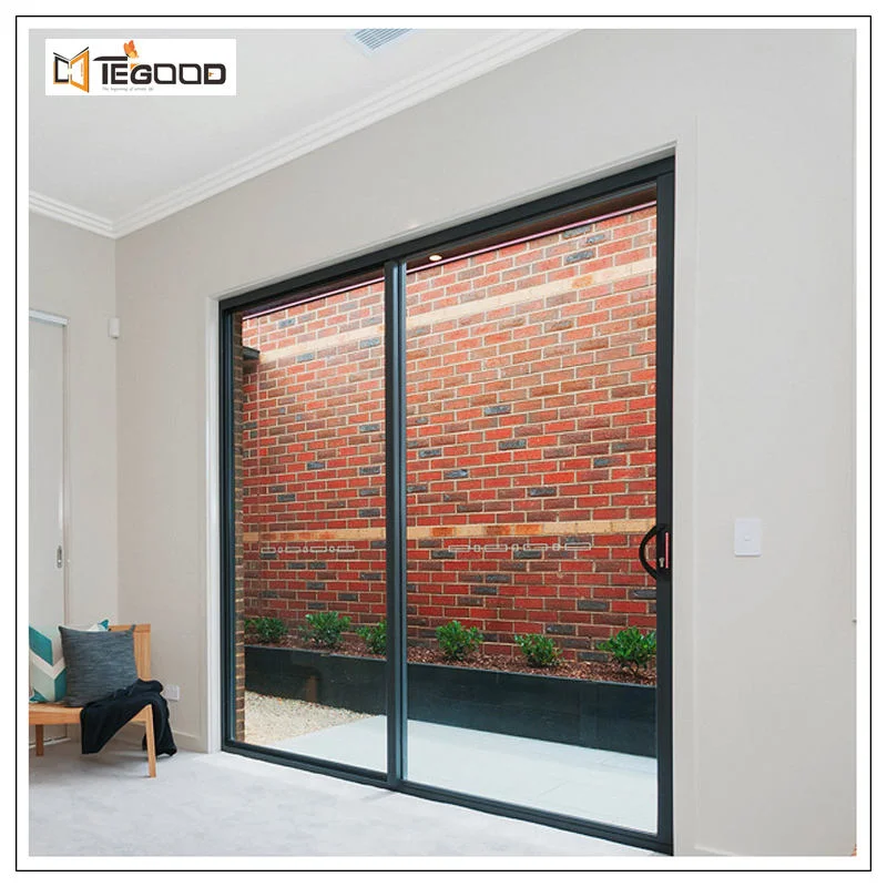 Puerta de entrada de moderno diseño exterior de seguridad Plancha metálica de acero de doble fuego un patio interior Cocina de cristal del balcón de aluminio plegable de PVC ALUMINIO PUERTA DESLIZANTE