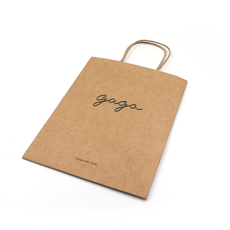 Saco de compras de alta qualidade reciclável Design personalizado com logótipo saco de oferta castanho Kraft Paperbag com pega torcida