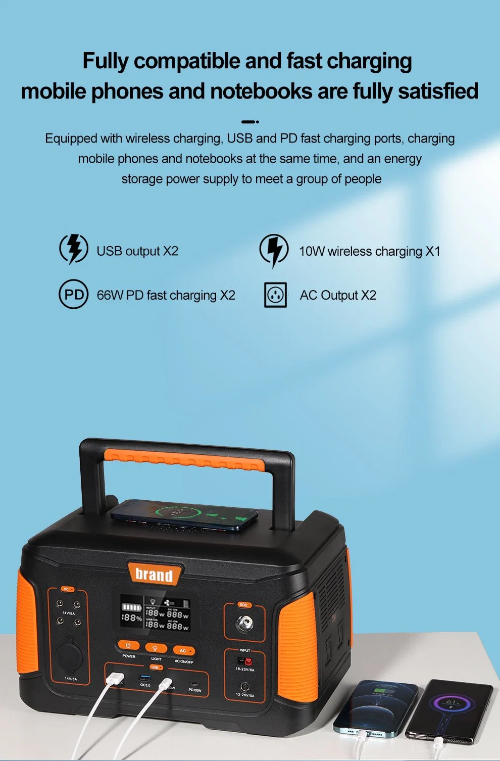 Professional Portable Power Station 500W for Car Lithium Battery Solar Energy Outdoor Household