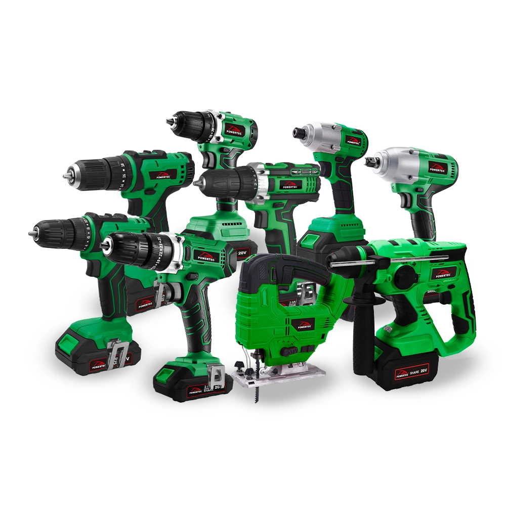 Powertec Cordless Power Tools 1/4-Inch Hex Impact Drill 20V 18V China Variable Speed Brushless Impact Driver