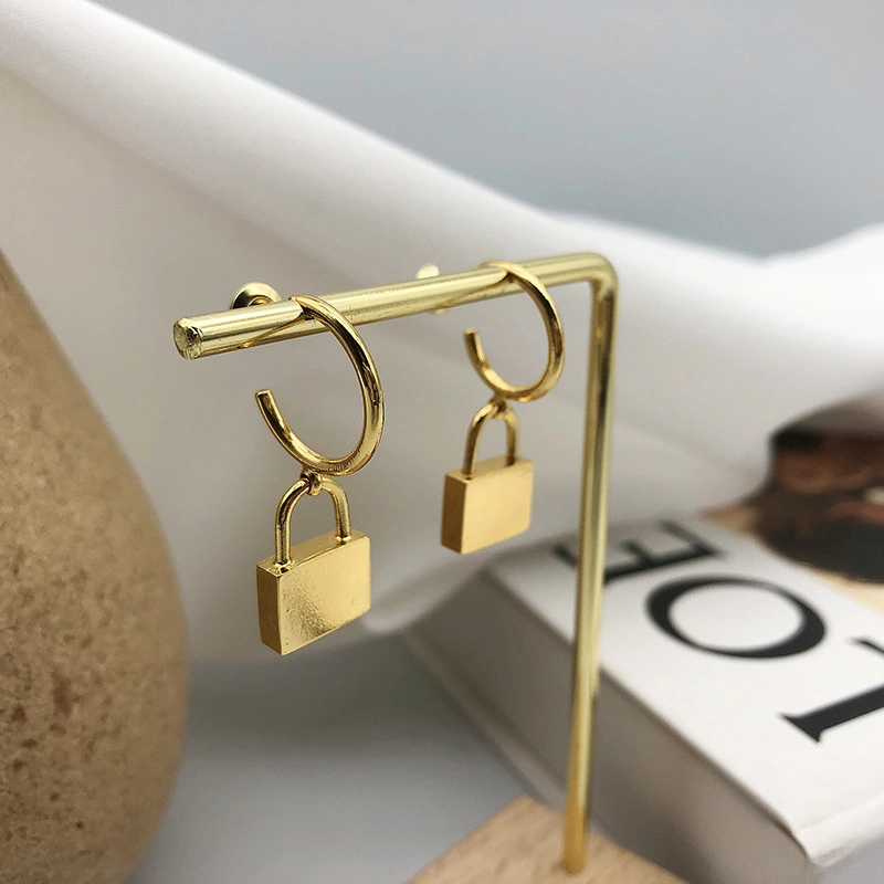 La moda Lock-Shaped nicho de la personalidad en forma de C Mosaico Aretes Joyas