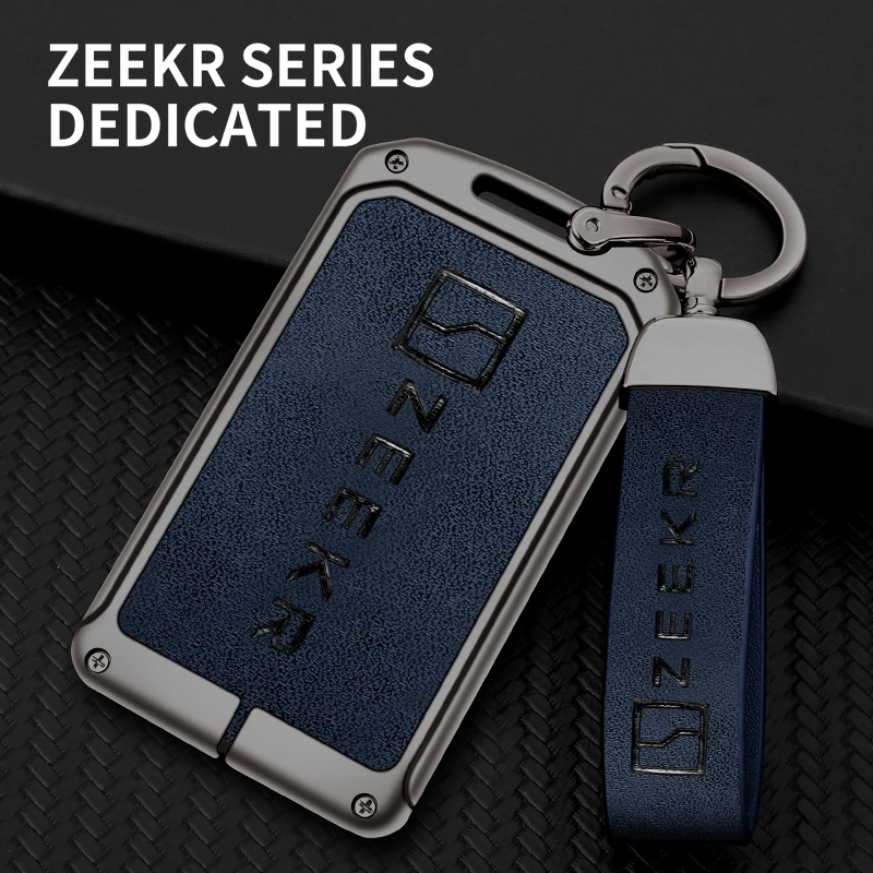 Metal Zinc Alloy Leather TPU Keychain Cowhide Car Key Case for Zeekr