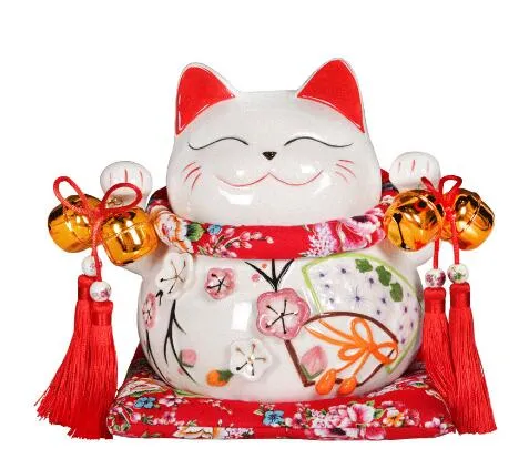 Porcelana japonesa decorativa Cerámica dinero Fortune Lucky Gato