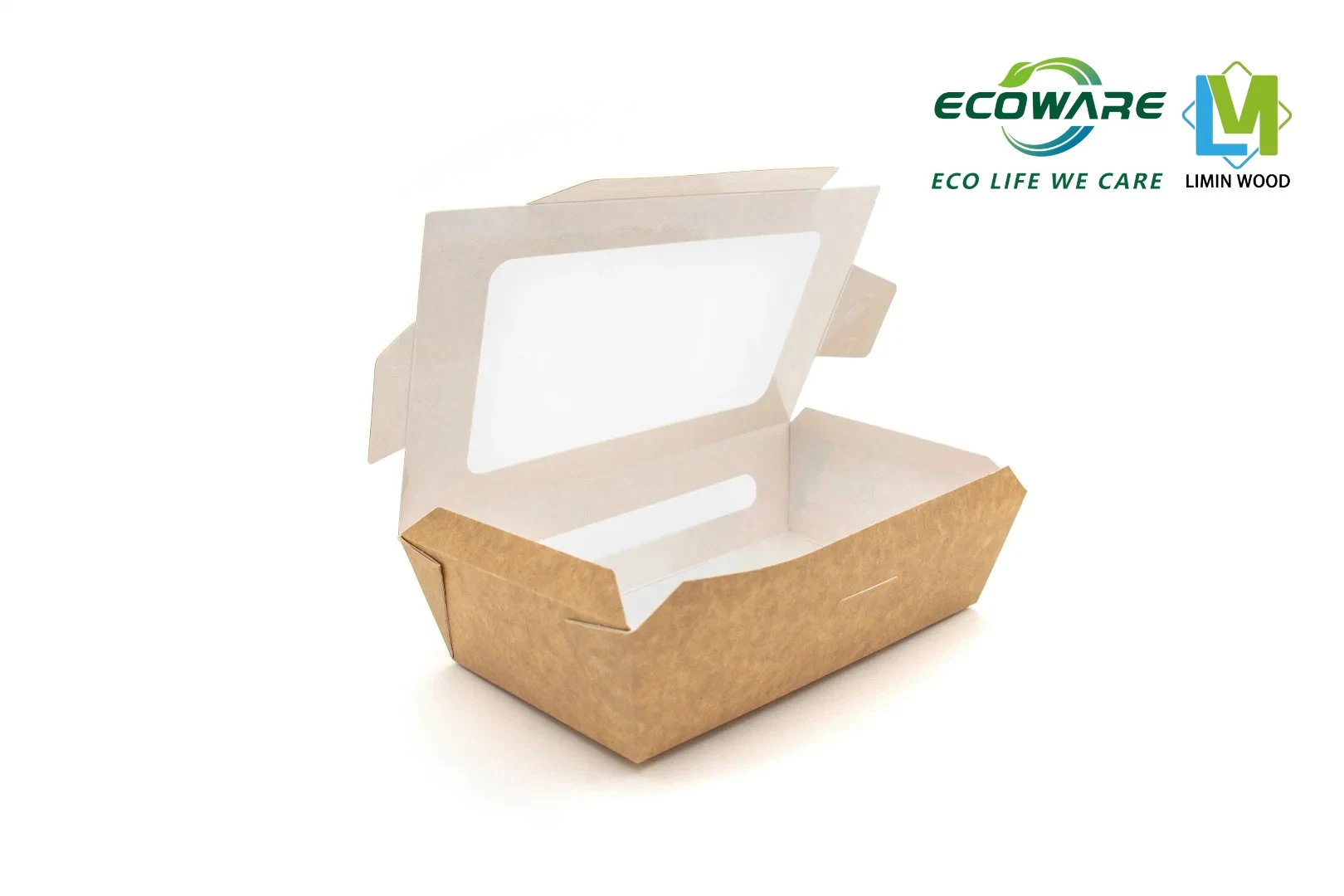 Manufacturer Wholesale Kraft Paper Disposable Food Grade Snack Salad Box with Anti Fog Pet Lid