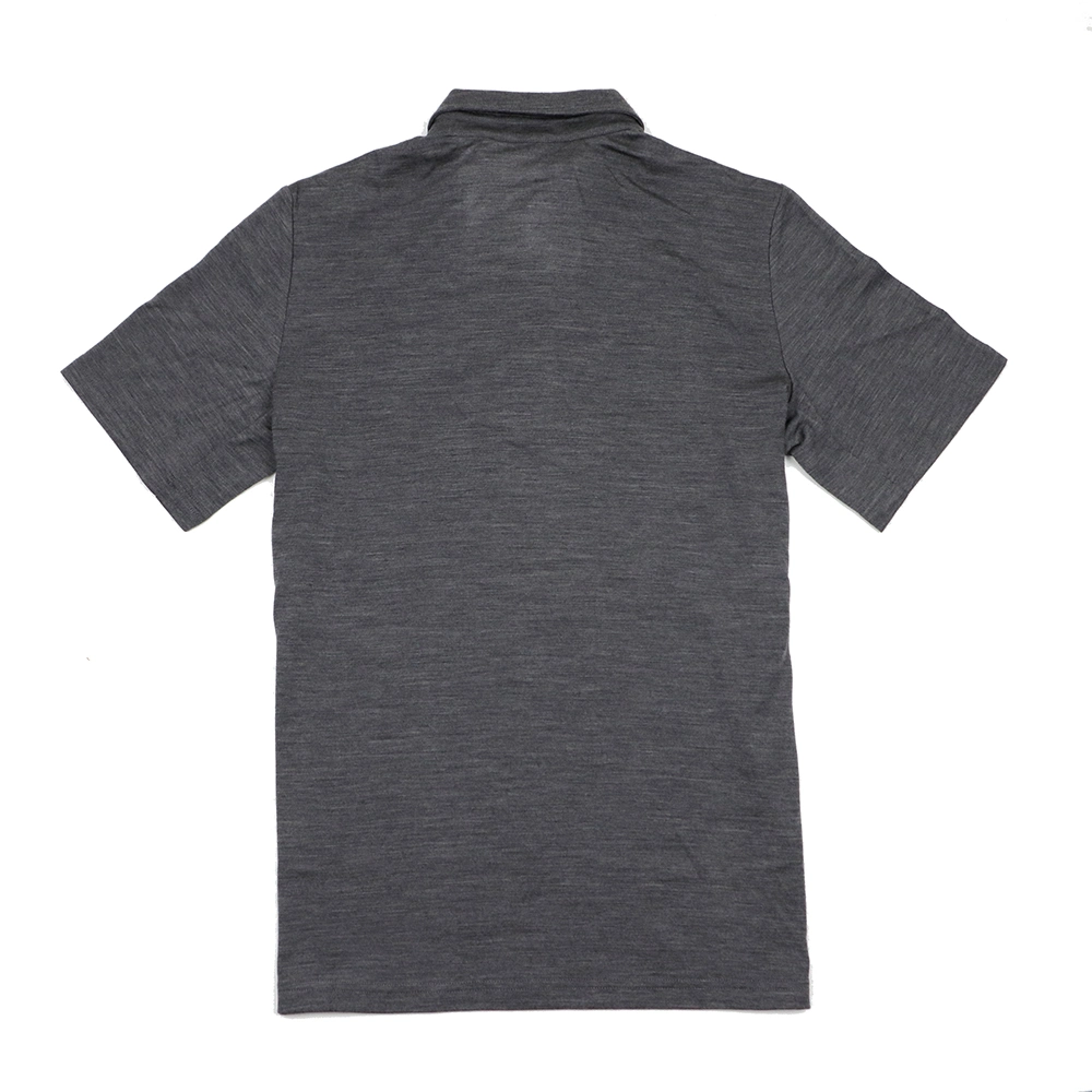 Los hombres Camiseta Polo gris de Lana Merino