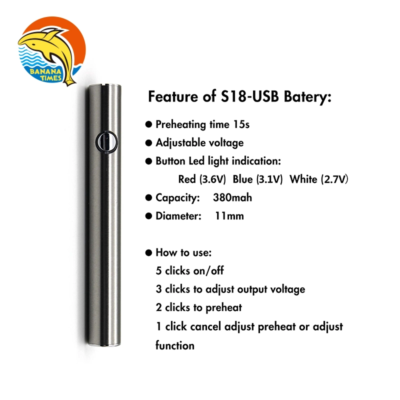 OEM Brand Wholesale/Supplier Vape Pen Battery 380mAh Preheat 510 Thread Battery for Cartridge