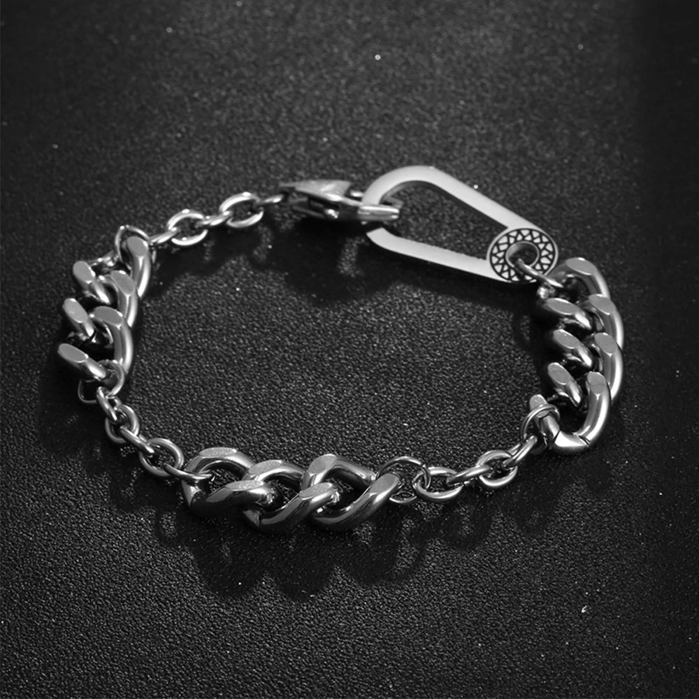 Bracelet Hand Jewelry Stitching Thick Titanium Steel Silver Plated Bracelets, Bangles Customer's Logo Trendy Adornment