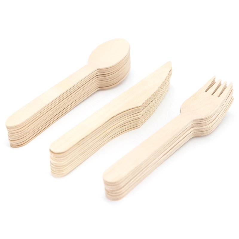 Knife Cutlery Set Wood Food Grade Kitchen Disposable Cutlery Wood Disposable Wood Cutlery Set