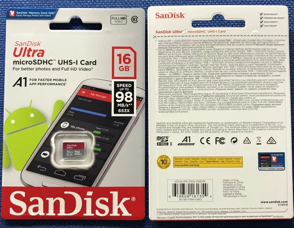 100% Authentic Sandisk Ultra Micro SD Card SDHC Class10 TF Card 8GB 16GB 32GB 64GB 128GB 256 GB 512GB Memory Card