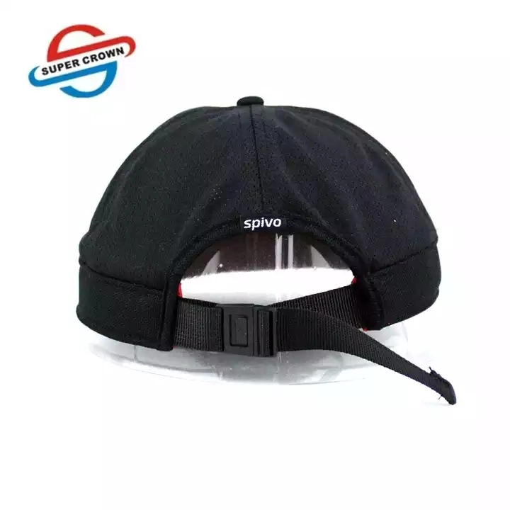 Custom Logo Nylon Mesh Fabric 5 Panel Hat Leather Patch Reflect Brim Gorras Sport Running Cap Black Snapback Hats